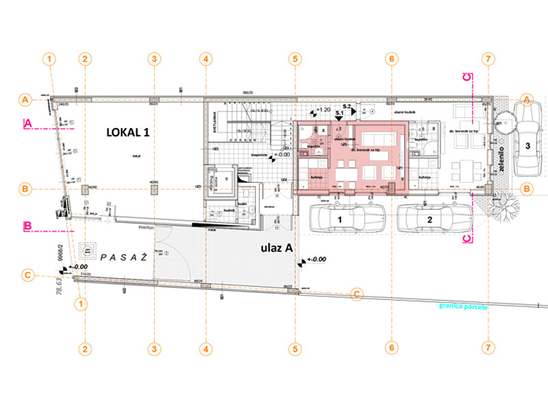 Pozicija na spratu stan 1