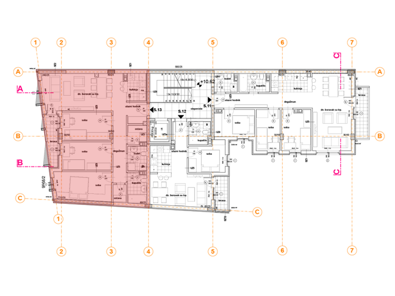 Pozicija na spratu stan 13