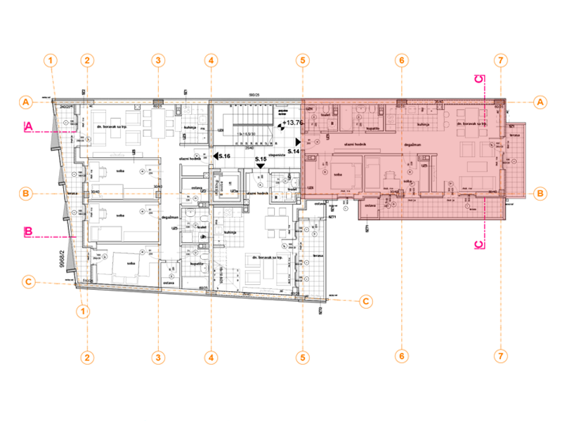 Pozicija na spratu stan 14