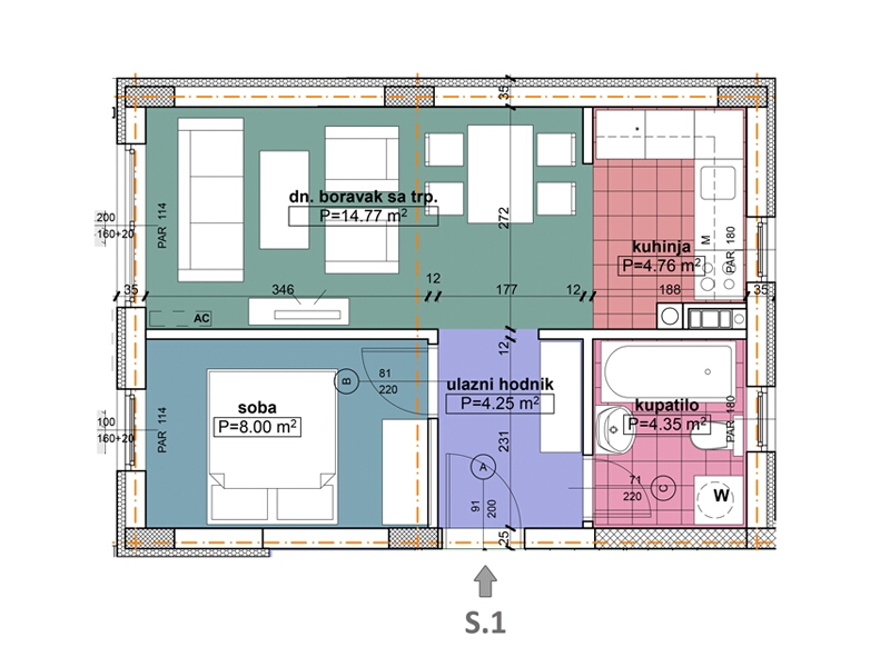 Komercijalna skica stan 1