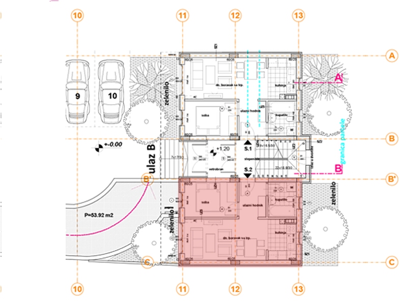 Pozicija na spratu stan 2