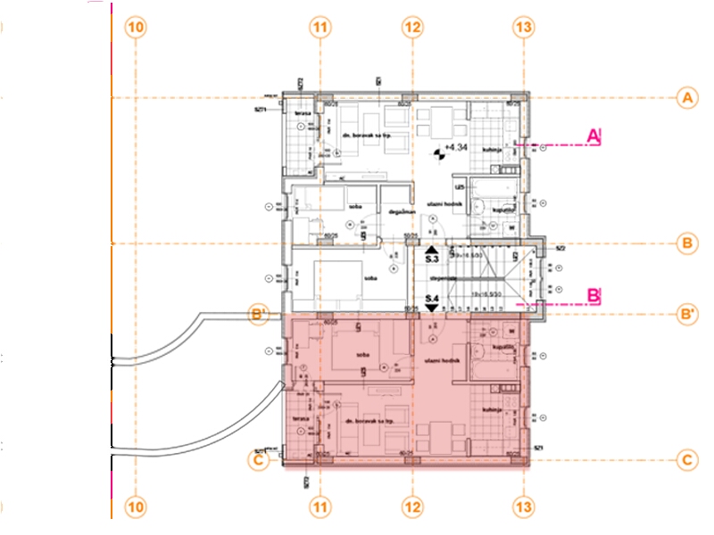 Pozicija na spratu stan 4