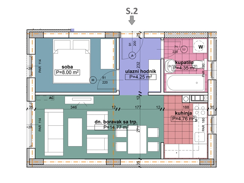 Komercijalna skica stan 2